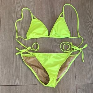 Bright Green/Yellow J Crew String Bikini